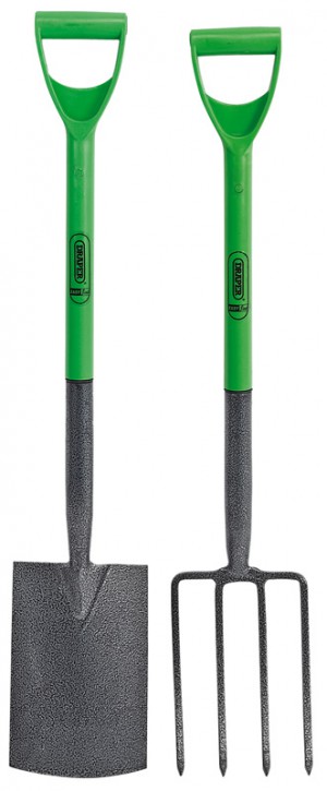 Draper 16566 - Carbon Steel Garden Fork and Spade Set, Green